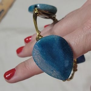 Bangle bracelet Teal Aqua gold